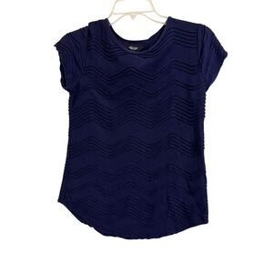 Simply Vera Vera Wang Blue Ribbed Cap Sleeve Blouse
